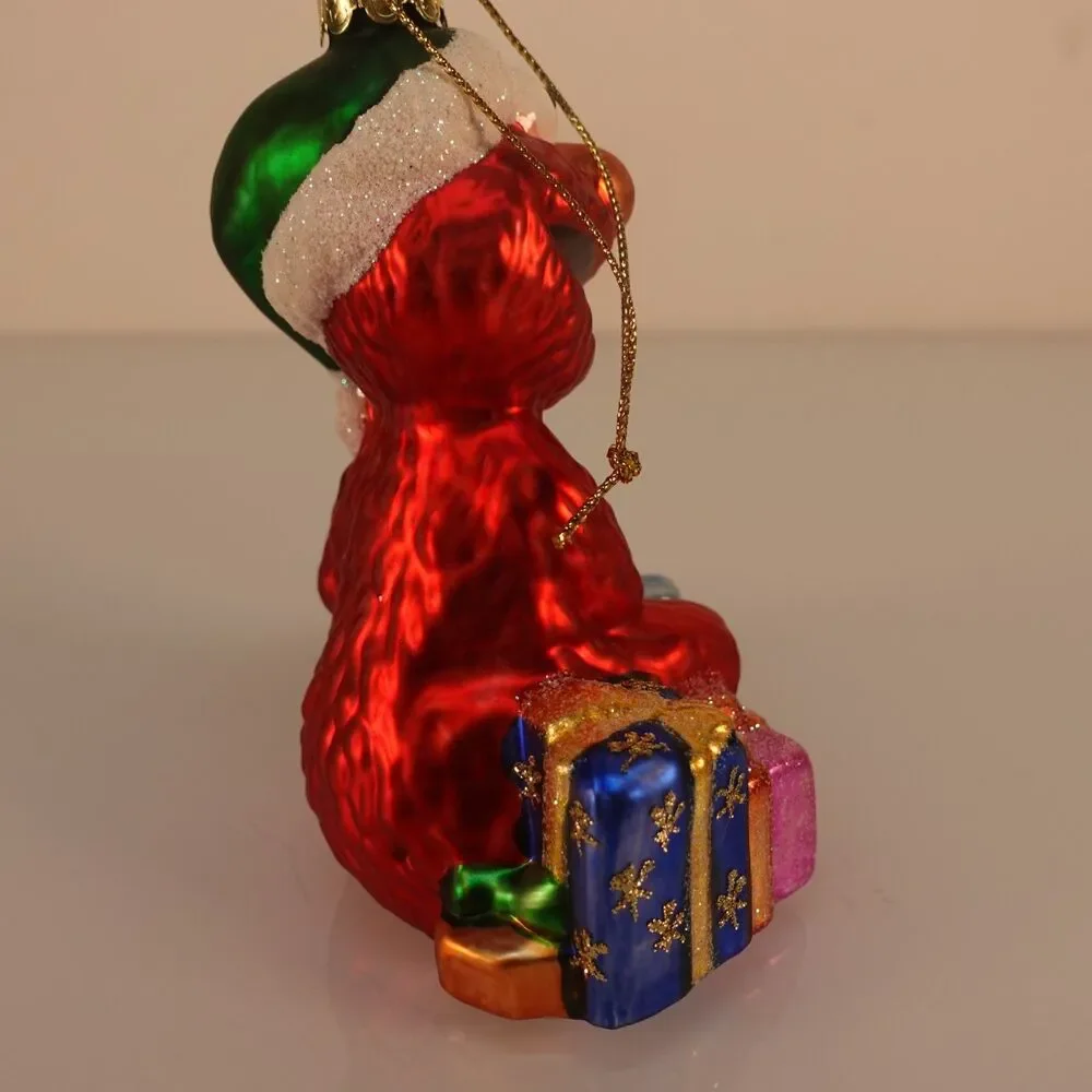Kurt S. Adler Handmade Glass Ornament Elmo Sesame Street Christmas Hanging Red